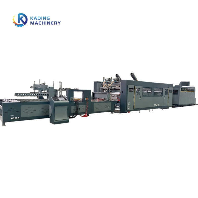 Automatic 2 3 4 Colors Carton Box Printing Slotter Die Cutter Folder Gluer Inline With PP Strapping Machine