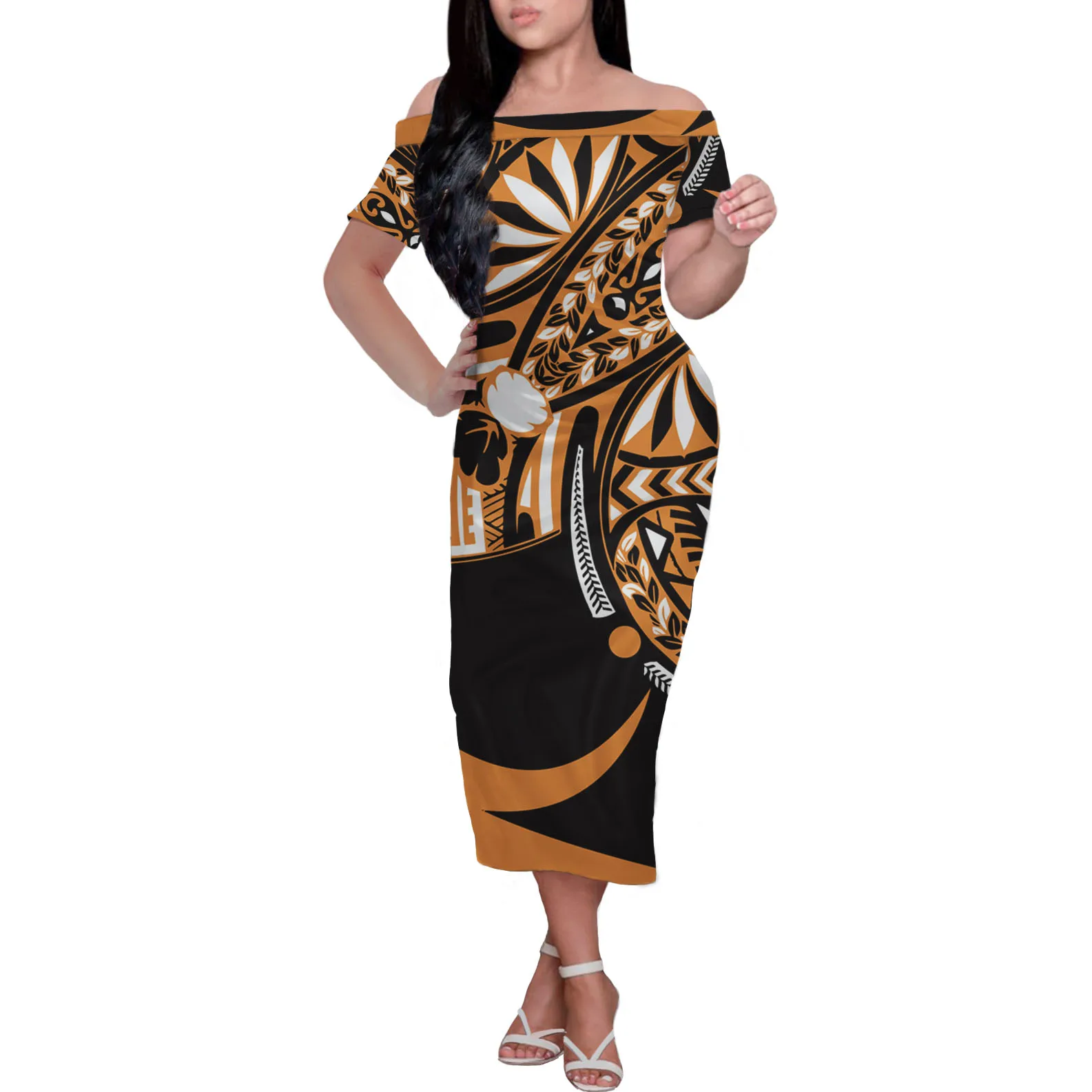 2022 new design womens plus size xxxxl multicolor stripe dresses girls white short sleeved off the shoulder midi tribal dress