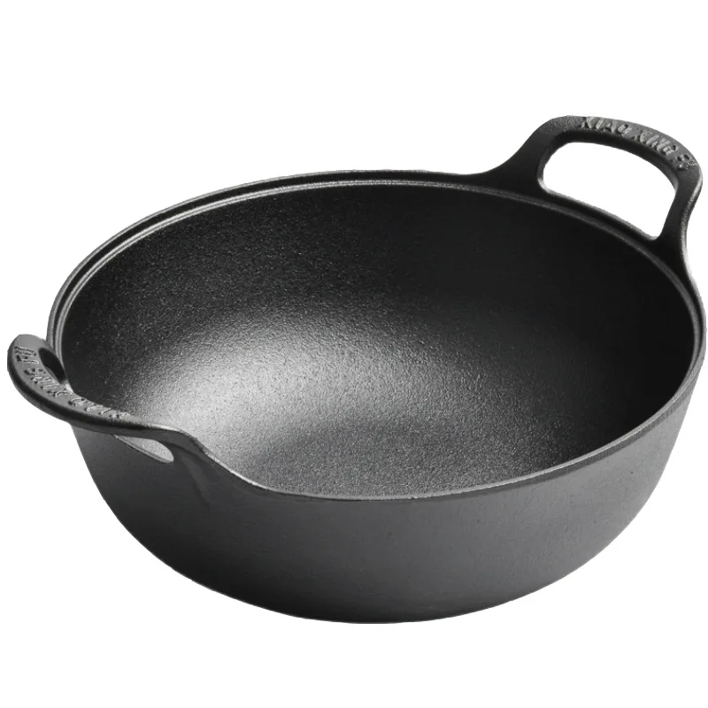2022 new kitchenware fashionable color enamel cast iron wok for home use