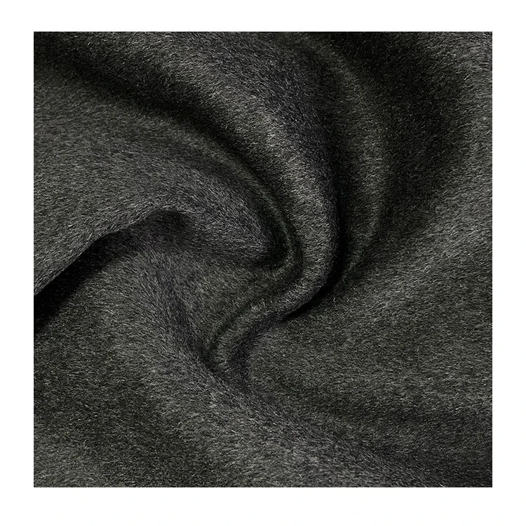 Cheap In-stock Goods Black Color 100%Wool Plain Tweed fabric for winter coat
