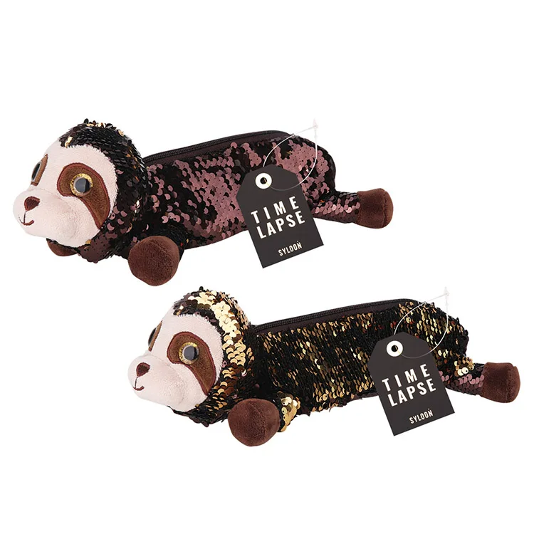 Cute Custom Logo Furry Lion Design Pencil Pouch School Supplies Fluffy Pencil Case Bag for School