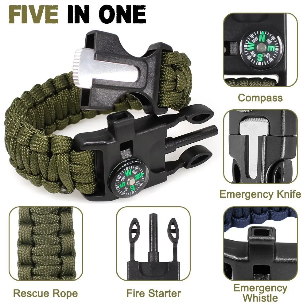 
High quality hand-made paracord survival bracelet with adjustable metal buckle 