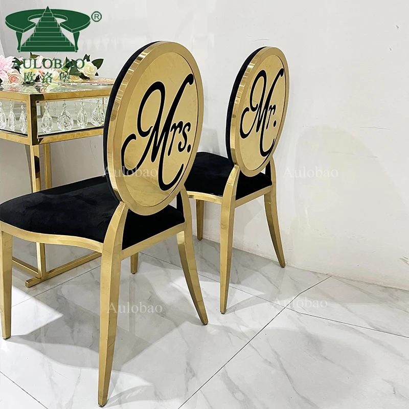 Mr and Mrs black velvet bride and groom wedding chair love seat