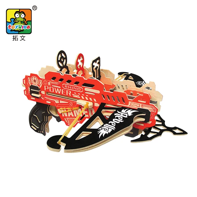 Wooden Rubber Band Gun Wooden Crossbow Kit Wooden Puzzle Gun for Target Practice STEM Educational Toy Crossbow Puzzle DIY