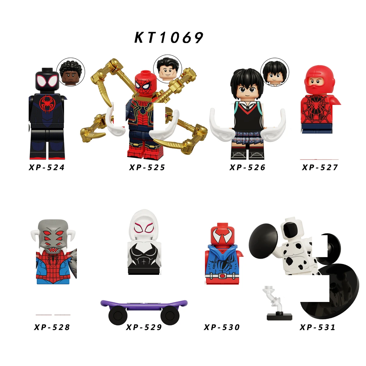 G0124 KT1069 Marvely Super Spider-Verse sets  Gwen Stacy Spider Punk Spot heroes mini Building Block Figure Plastic Toy G0120