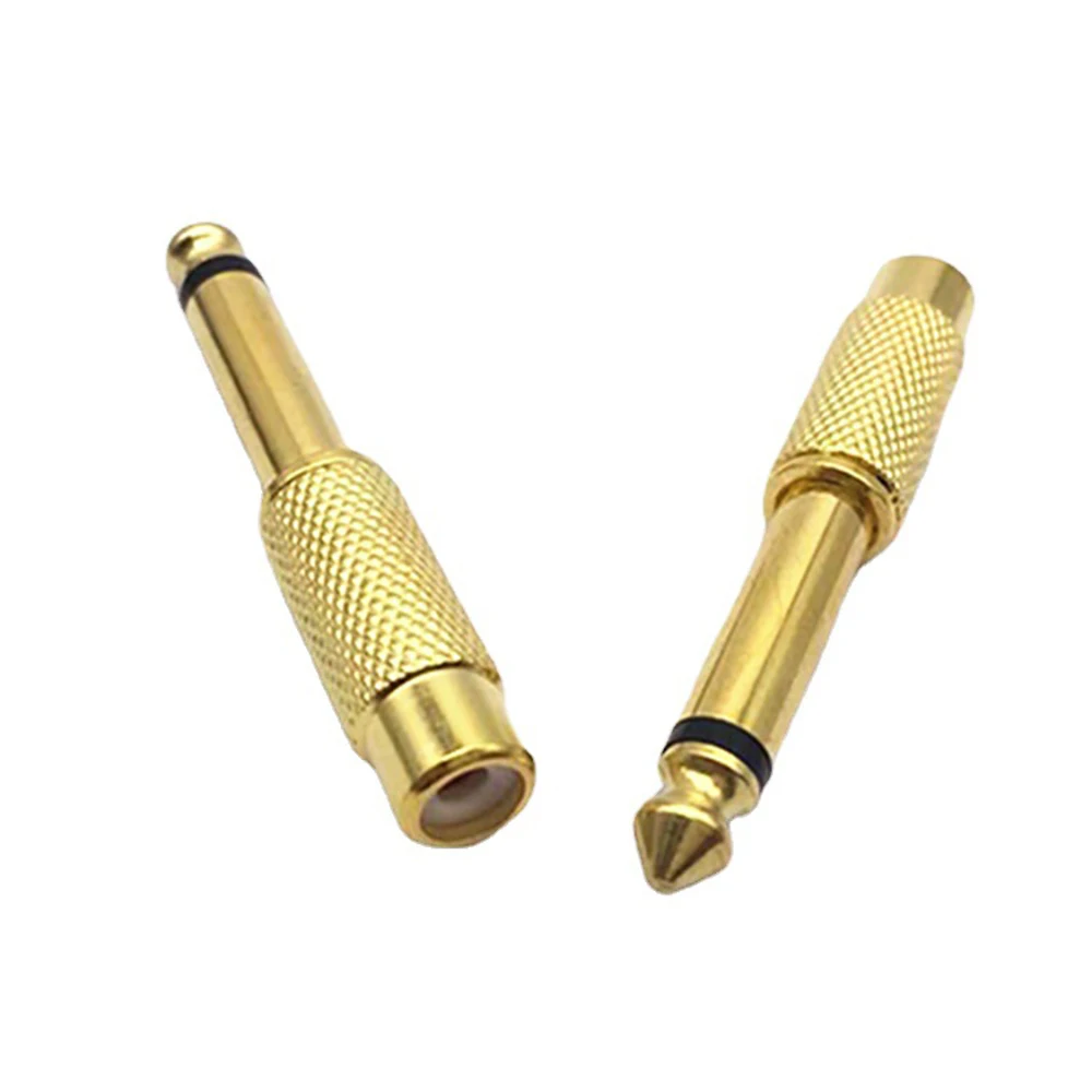 Hot 6.35mm Mono gold plated adapter 6.5 turn lotus female Mixer Audio Adapter 6.35 to RCA 6.5 to AV