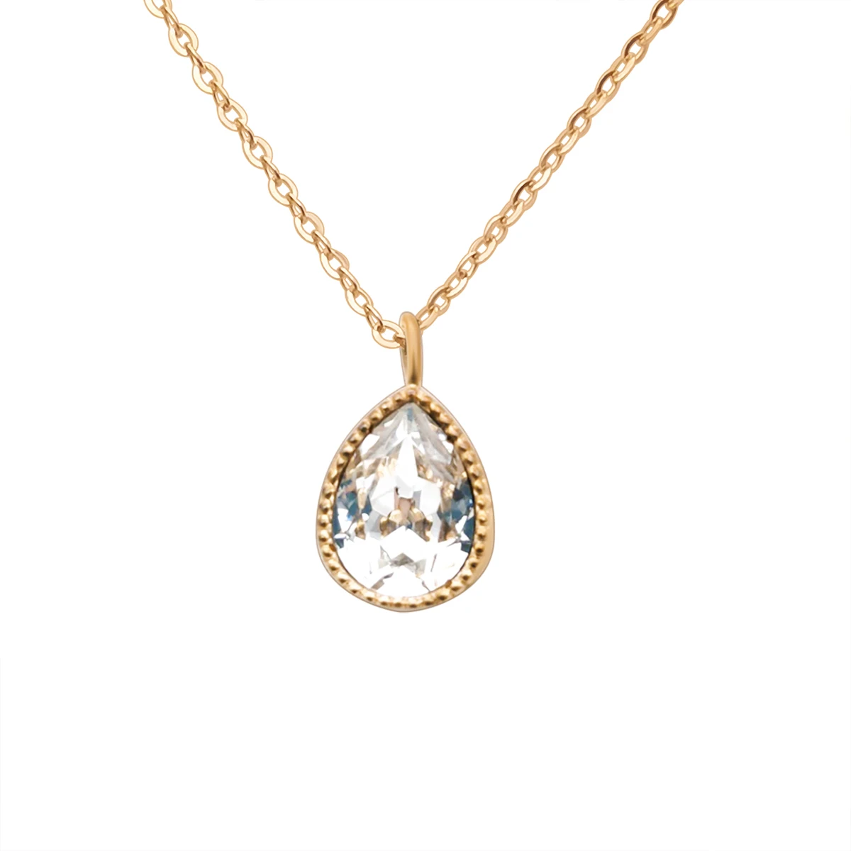 Crystal Water Drop Pendant Necklace Women Jewelry 1000S Fashion Gold Cuban Link Chain CLASSIC Yellow Gold Party Necklaces CN;GUA