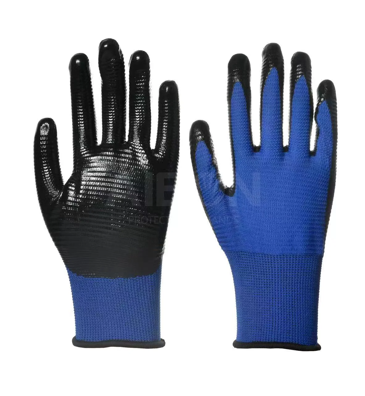 red-orange color, skin  fused  textured elbow length blended  super transparent sanitized skeleton nitrile foam coated gloves