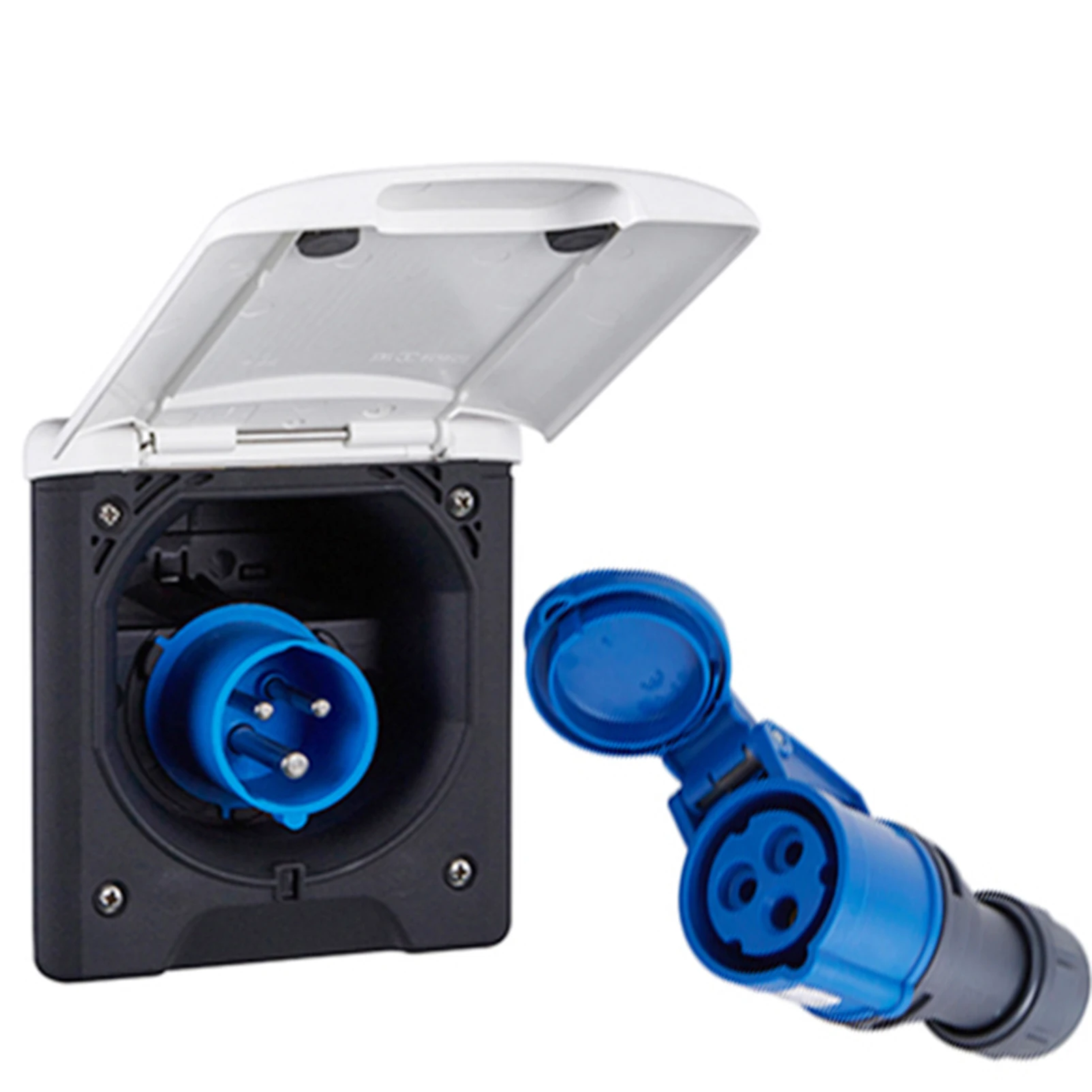 Refit External Power Supply Connection Port Weatherproof  16Amp 3Pins Site Power Inlet Plug Socket For Caravan Camper Trailer