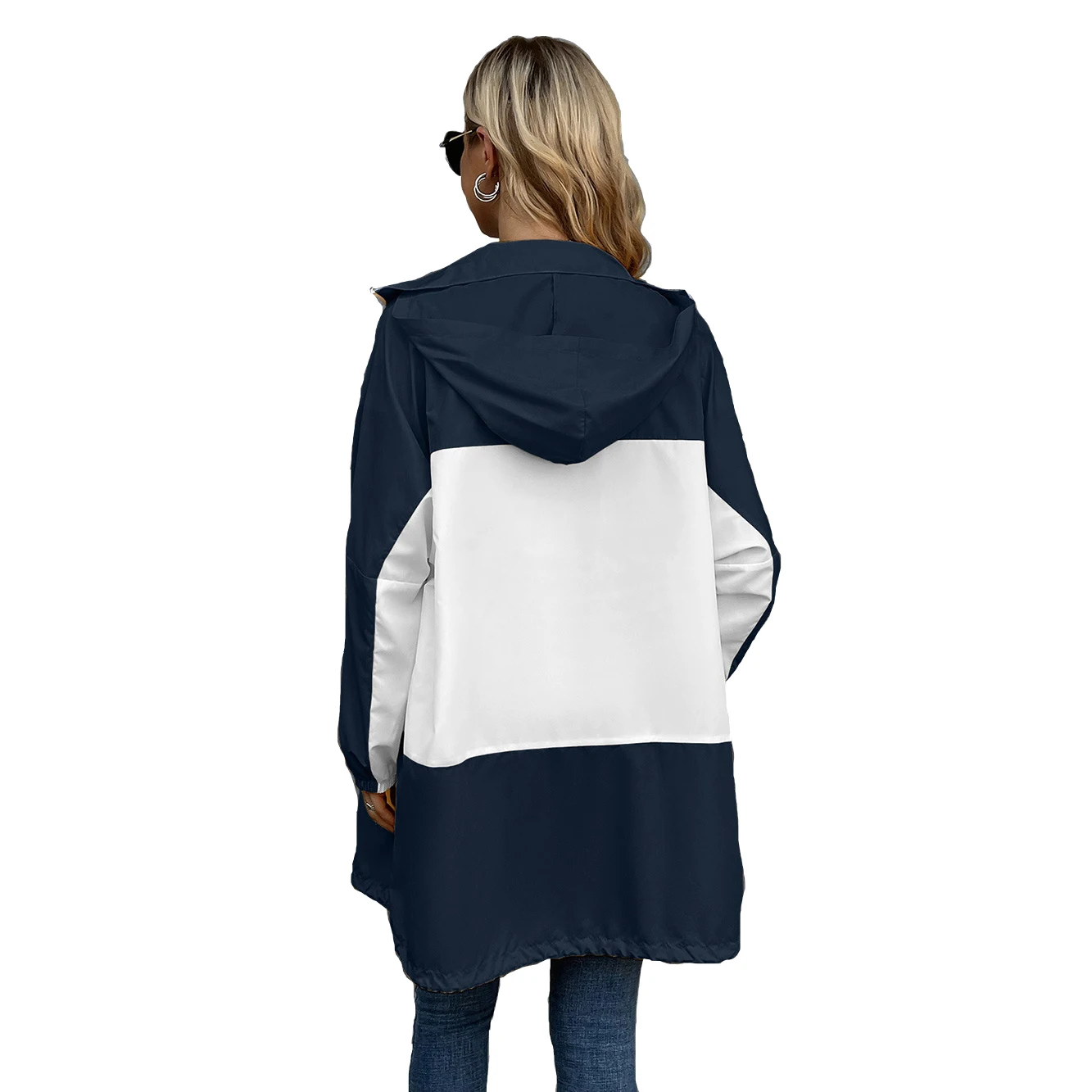 Hooded color-blocked waterproof garment outdoor sports hiking casual jacket women summer thin coat