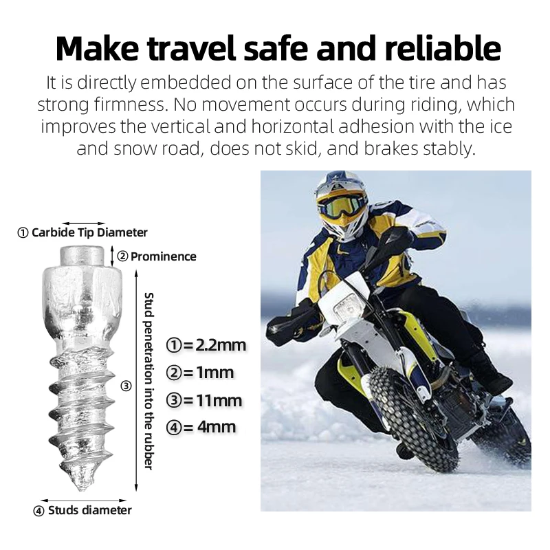 12mm studded Tires Spikes Snow Ice Racing tungsten carbide Screw Motorcycle Tire Studs