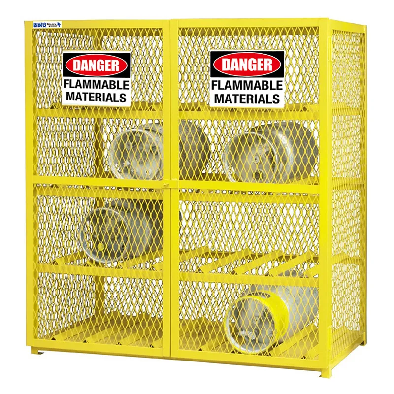 
Yellow stainless steel Gas Cylinder Cabinet for 9 Cylinder, Metal Gas Storage Cabinet for industrial lab usage 
