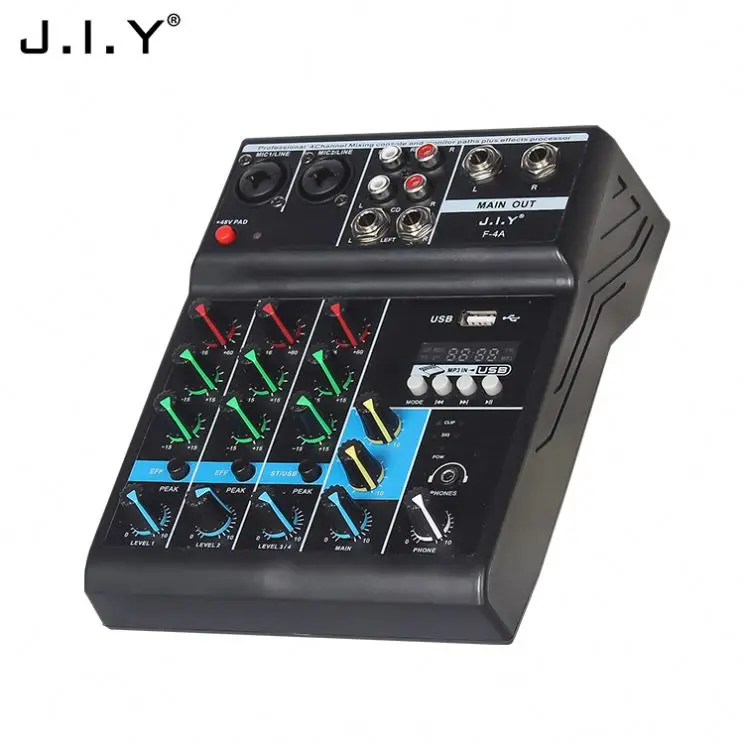 J.i.y F-4A Amazon горяч-продавая оптовая продажа с фабрики Dj контроллер цифровой консоль USB карман 4-канальный аудио профессиональный