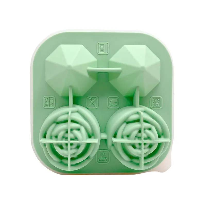 Diy Wholesale Custom 4 Cavity Silicone Ice Cube Trays Whiskey Rose Ice Ball Maker Mold With Lid