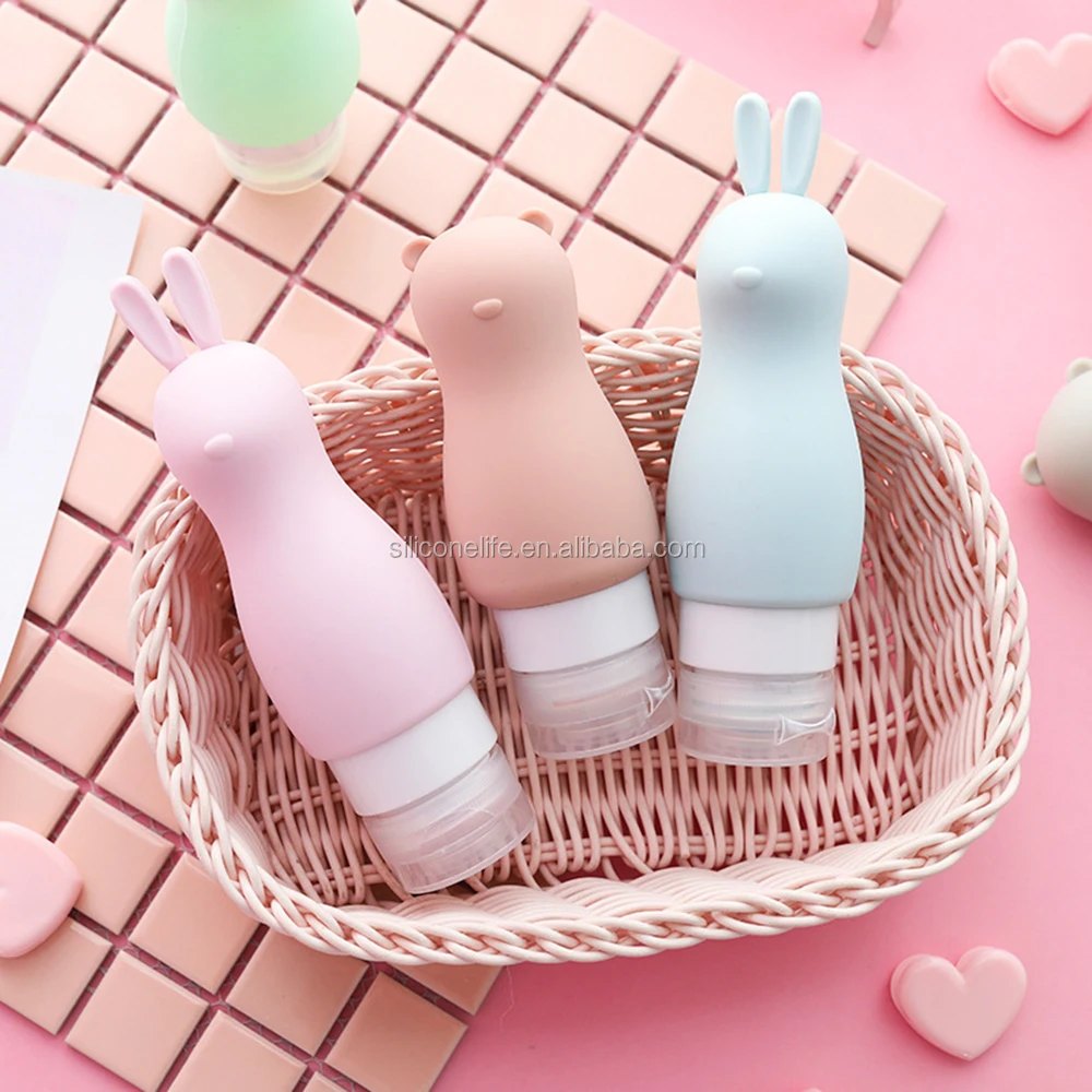 Cute Silicone Refillable Portable Bottles Animal Shape Travel Packing Press Bottle For Lotion Shampoo Cosmetic Container 90ML