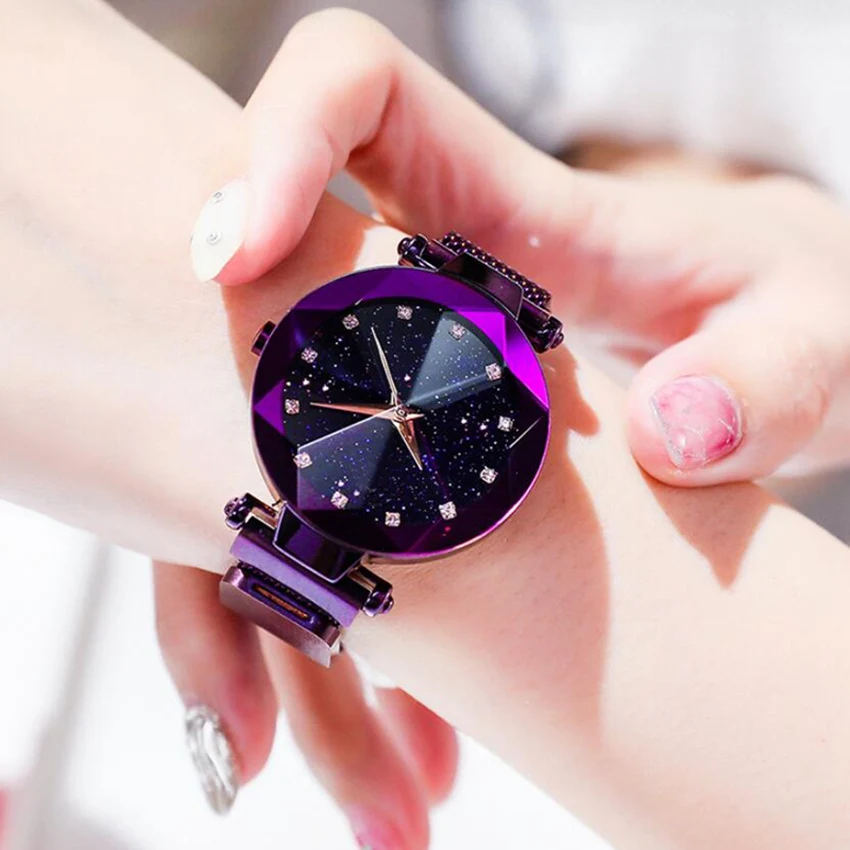 
Fashion Starry Sky Women Watches Magnet Buckle Stylish Rose Gold Female Casual Quartz Wristwatch Unique Lady Girls Clock Gift 