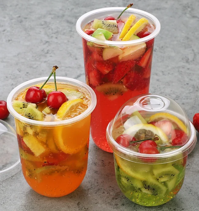 Plastic Cup with Lid Hot Selling Round Wholesale Disposable PS Cup and PET Lid Clear Lid and Cup