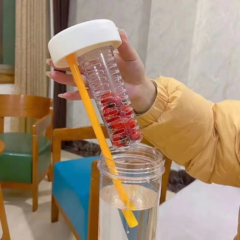 850ml Plastic Sport Gym Motivational Bpa Free Flip Top Cover Drink Water Bottle With Straw