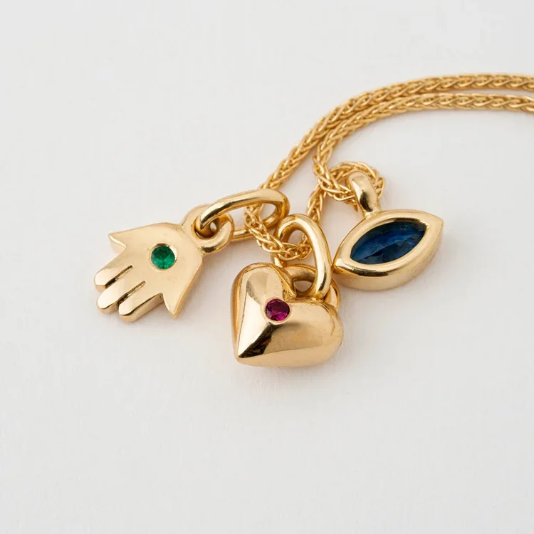 Lucky pendant necklace 925 sterling silver 14k gold plated jewelry diamond hamsa hand necklace