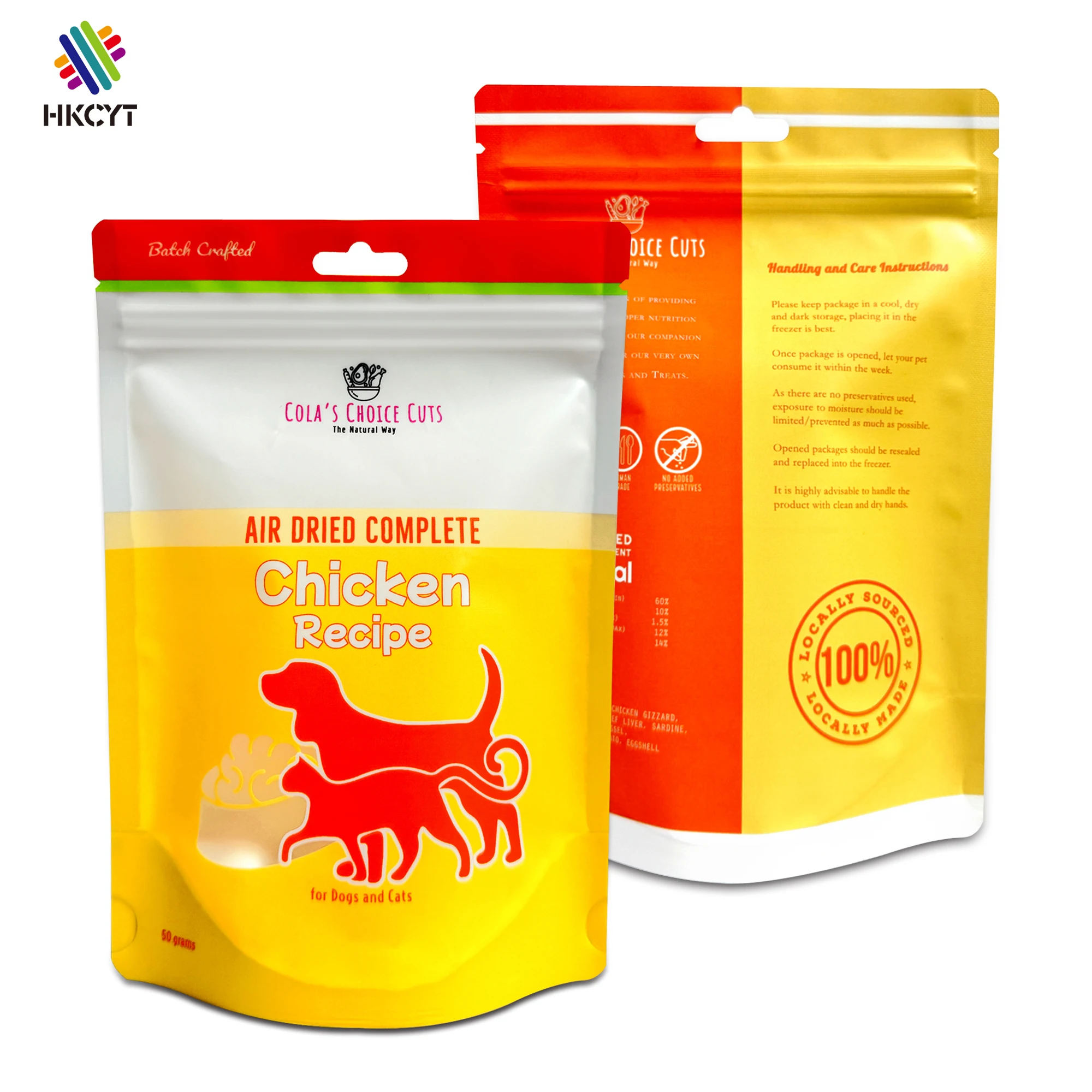 Custom Printed dog food pet food packaging bag plastic mylar bag resealable ziplock pouch stand up pouch with hang hole