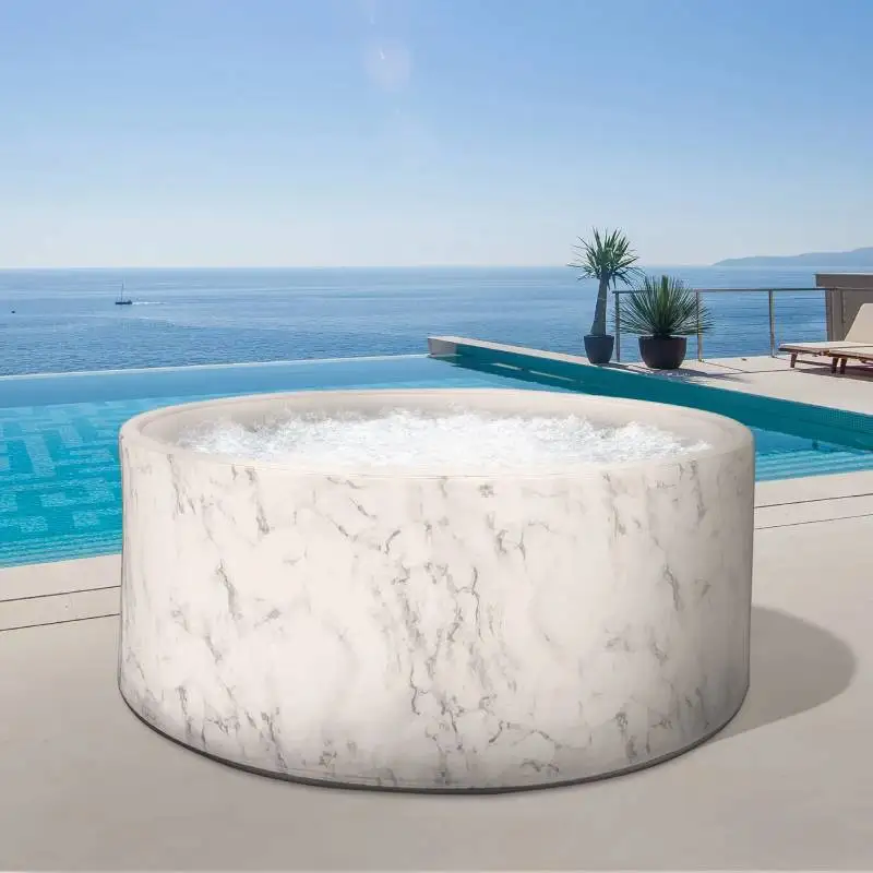 OHO Large Round AirJet 7 Person Inflatable Hot Tub Portable Outdoor Spa with 180 Soothing AirJets and Cover