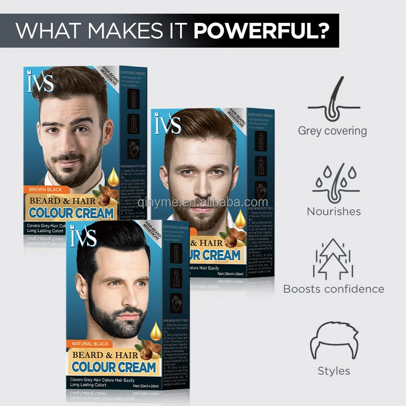 OEM Brown Black Colour For Men Instant IVS Beard Mustache Beard Dye