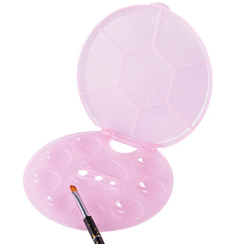 Pink Nail Art Color Palette Acrylic Gel Polish Holder Drawing Makeup Paint Dish Nail Tips Practice Display Board Manicure Tool