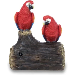 Garden Statues Red Sensor Parrots Decorative Resin Liberty Singing and Chirping Birds for Patio Lawn Yard Home Garden in Office