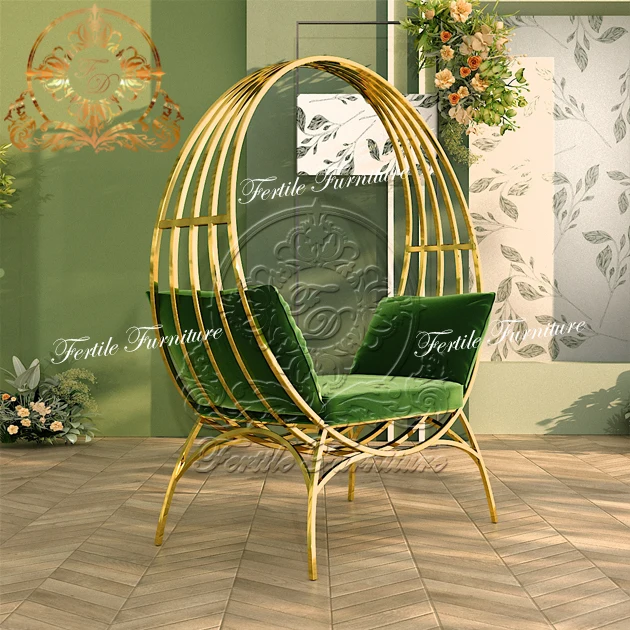 Outdoor Wedding Gold Stainless Steel Couple Circle Sofa Chair