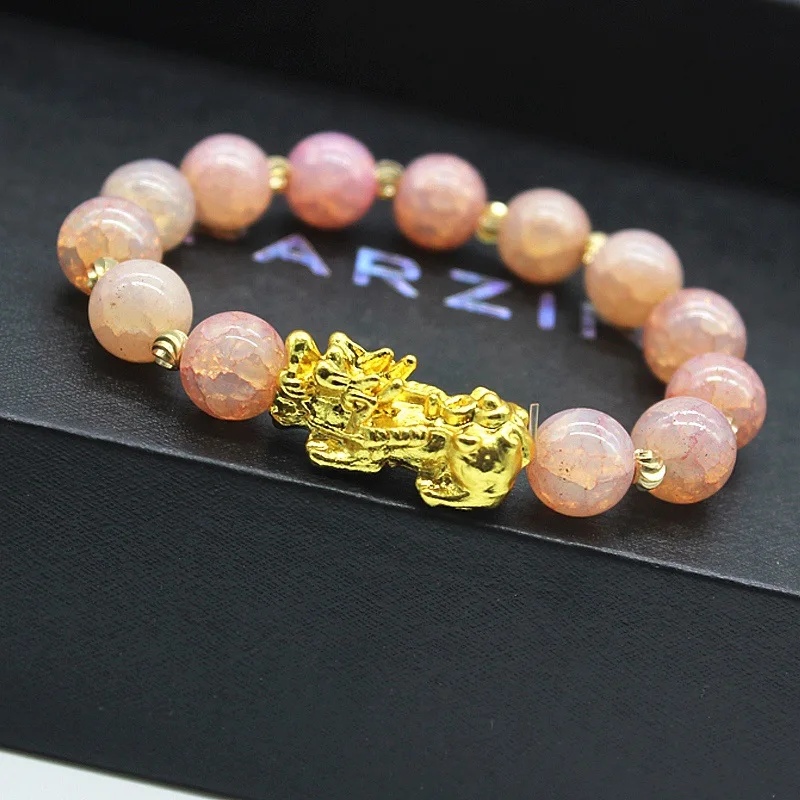 Wholesale Imitation Jade Stone Beads Color Changing Charm Piyao Women Men Feng Shui Pixiu Bracelet Jewelry