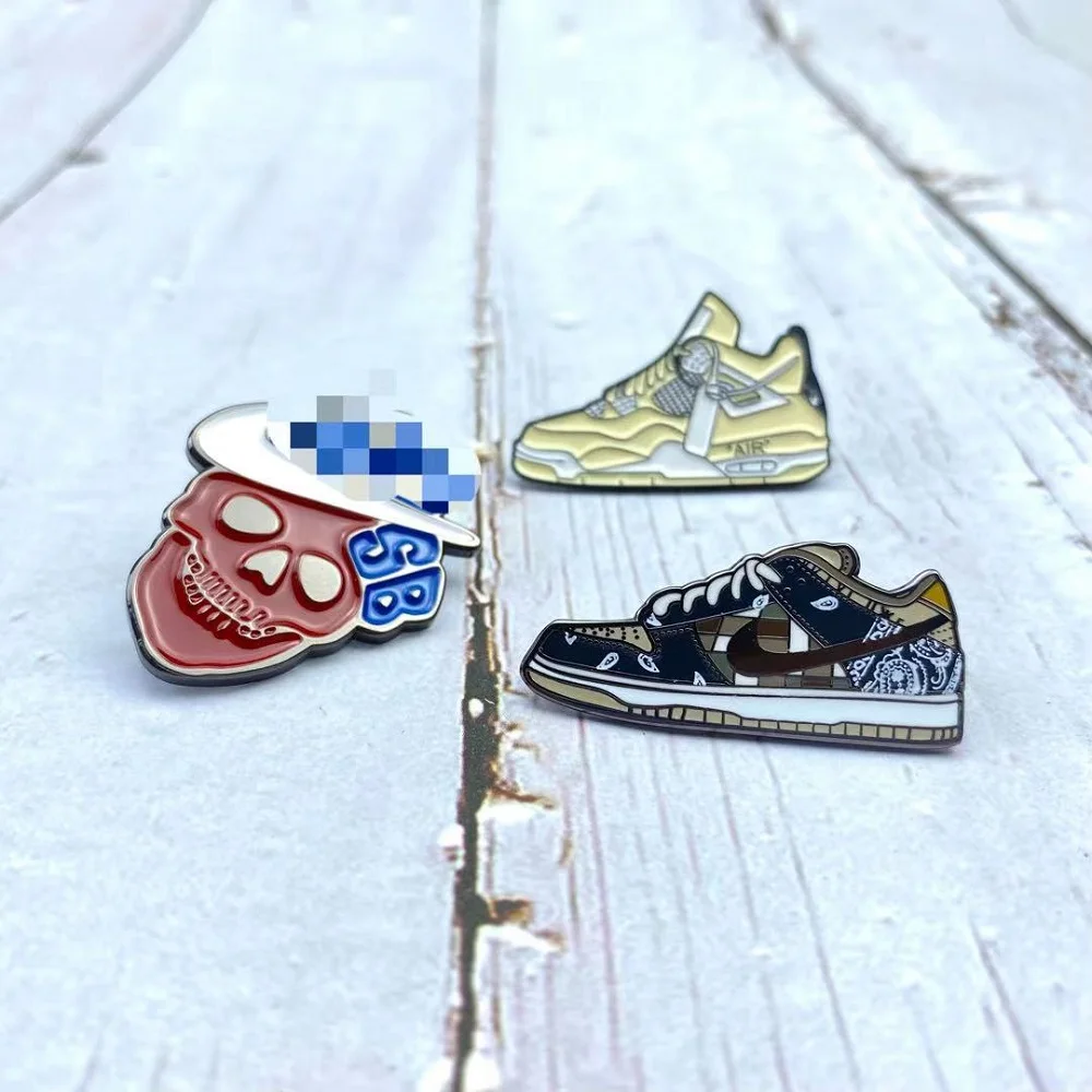 wholesale sports black designer customize metal brooch basketball shoe custom logo lapel hard enamel sneaker pins