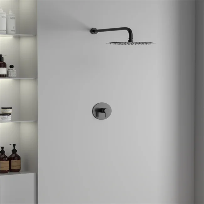 Black Color Bathroom Stainless Steel Concealed Shower Set Shower Faucets Round Modern In-Wall Mounted Shower Sprayer Set