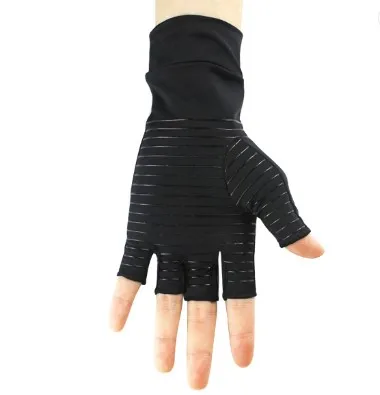 Copper Moisture Wicking Fingerless Design Arthritis Hand Compression Gloves To Alleviate Rheumatoid Pains& Muscle Tension