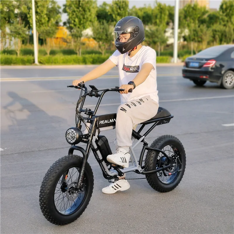 2022 Powerful REALMAXS 48V 1000W Mid Drive Ebike 20AH Full Suspension Electric Bike 20Inch Fat Tire Mountain Ebike