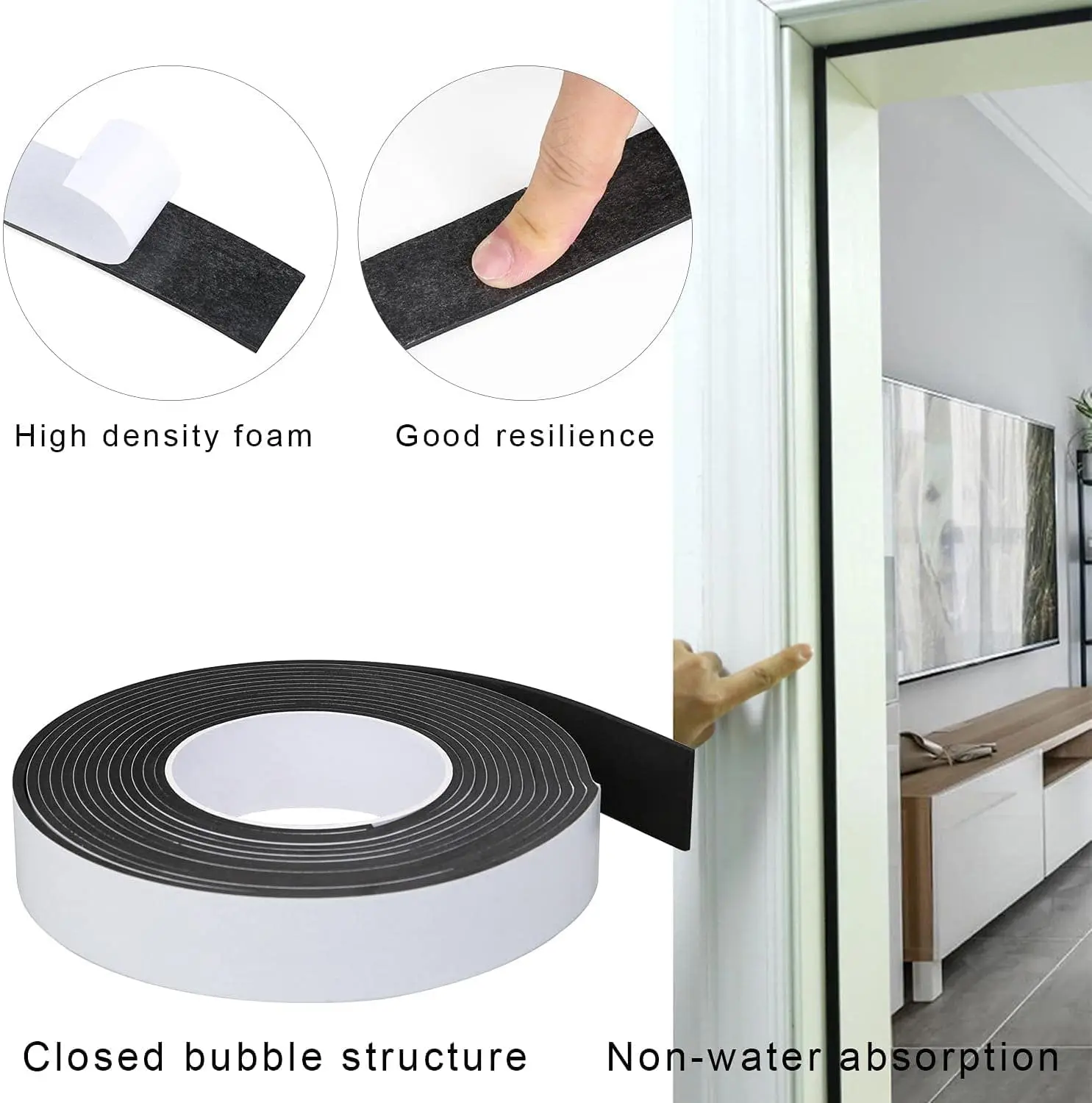 0.5mm-6mm thick Custom shockproof adhesive eva foam strip insulation sealing tape single sided