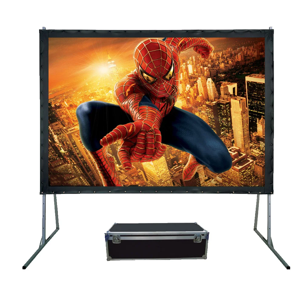 250-inch 16:9 format Fast Fold projection screen soft white PVC  Large Size Foldable Projector Screen with Flight Case