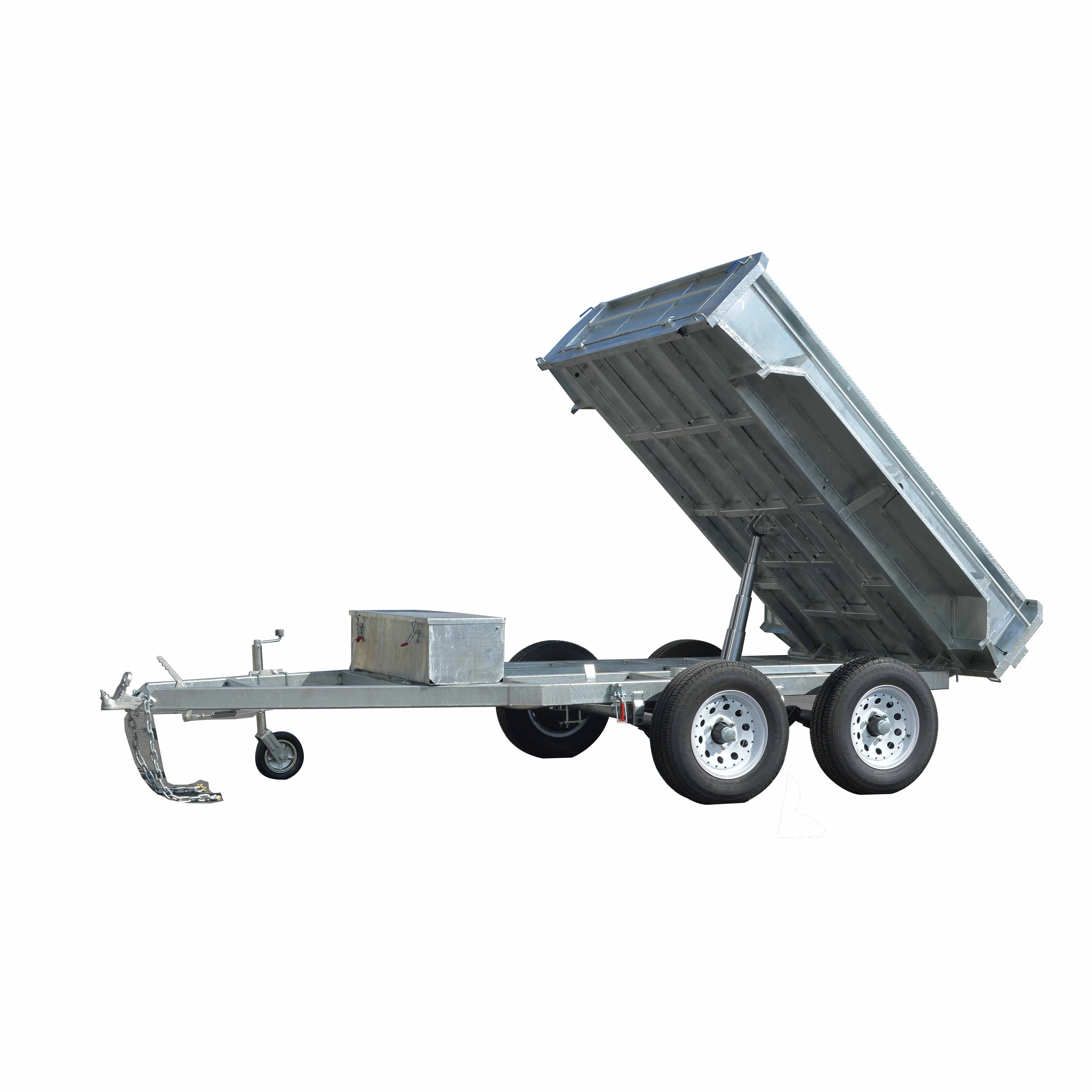 10x5 Hot Dipped Galvanized Tandem Hydraulic Tipping Trailer With Cage