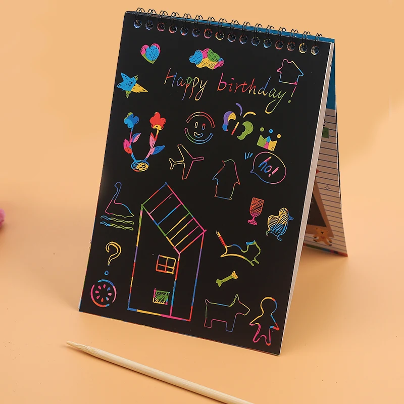 Magic Rainbow Scratch Art Paper Sets Kindergarten Educational DIY Graffiti Scratch Painting Coloring Book for Kids Drawing Toy