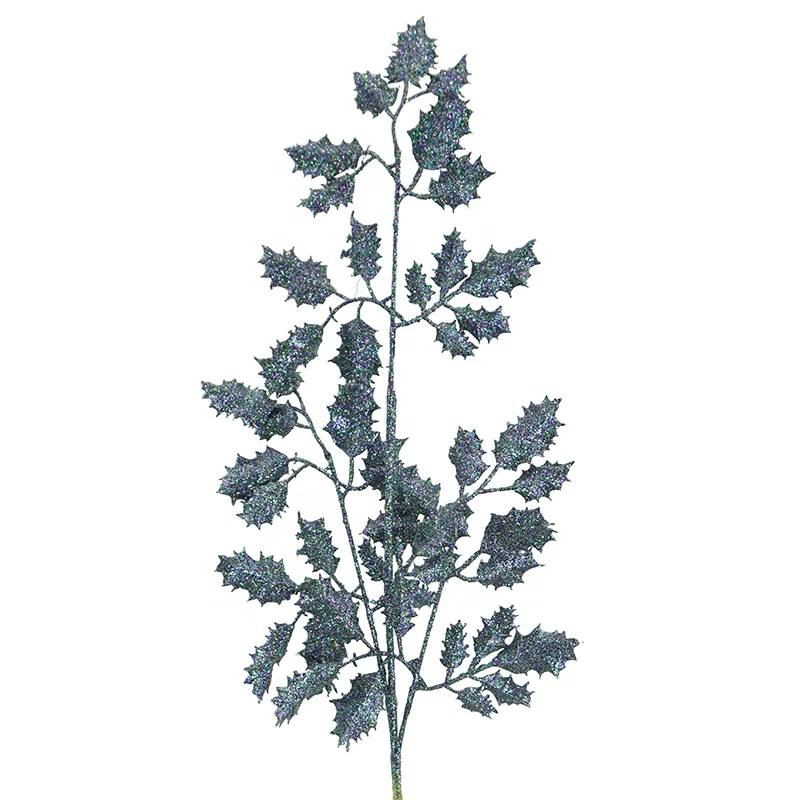 wholesale bulk simulation long stem glitter golden silver maple leaf