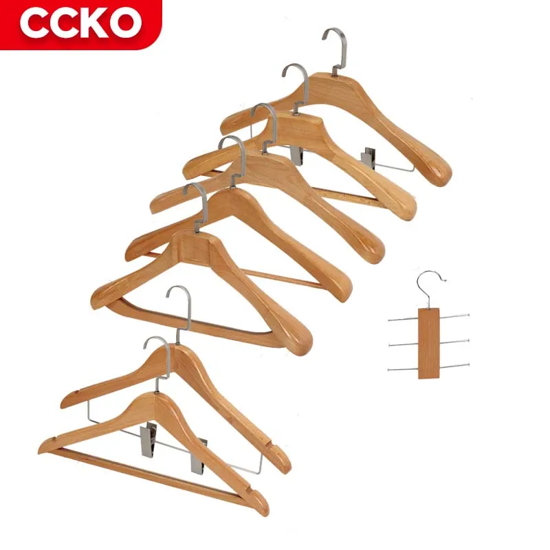 Custom Hotel Metal Hook Baby Adults Anti-Theft Wooden Hangers For Clothes Hangers For Clothing Store For Suit Skirts Pants Jean
