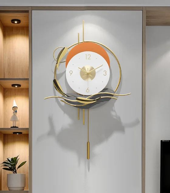New Chinese style light luxury decorative living room household personalized creative wall clock