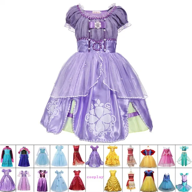 
Baby Girl Kids Clothing Kids Dresses Cosplay Costumes Kids Halloween Cinderella Rapunzel Sofia Elsa Anna Belle unicorn dress 