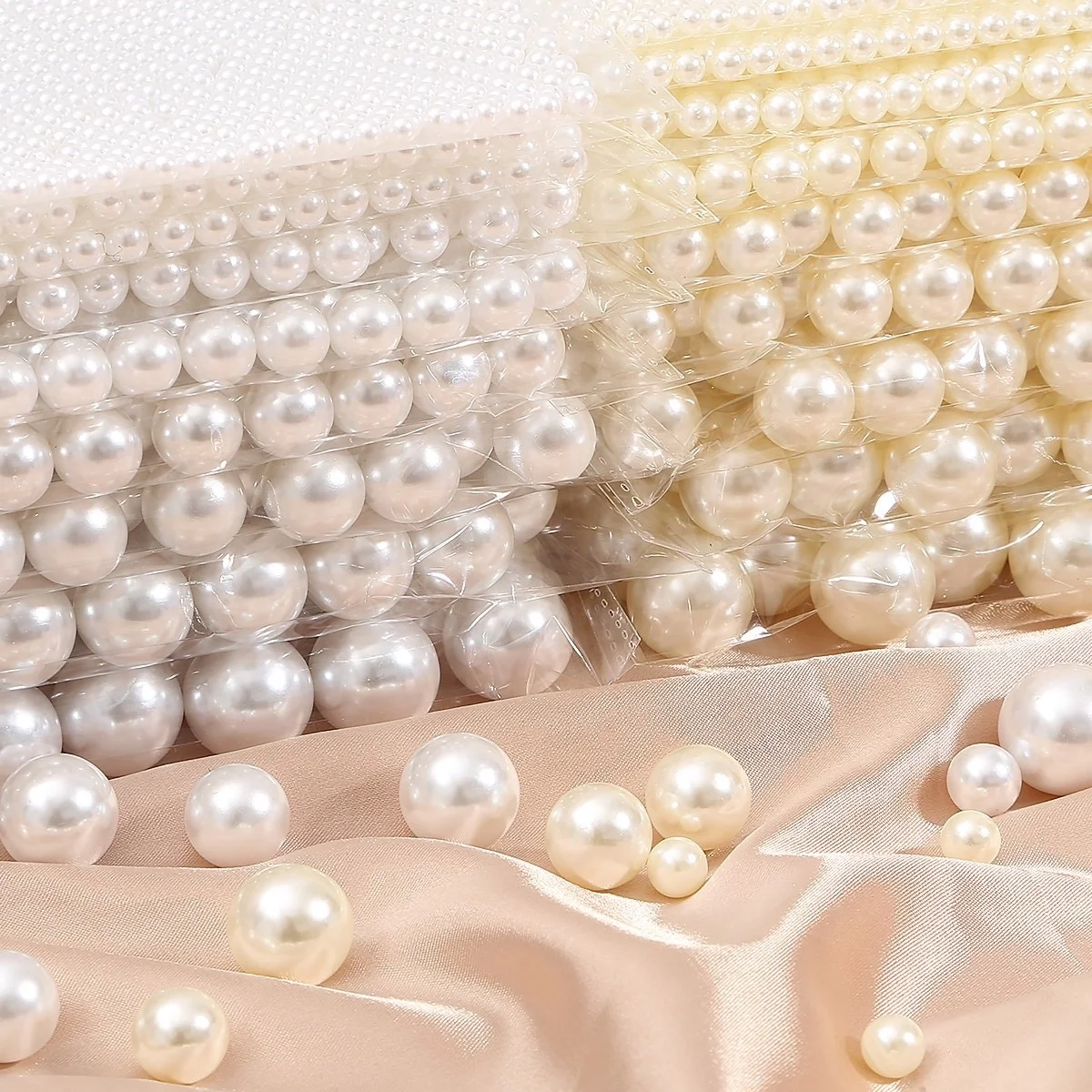 Wholesale 500g/bag 4-20mm cream abs imitation plastic pearl bead without hole