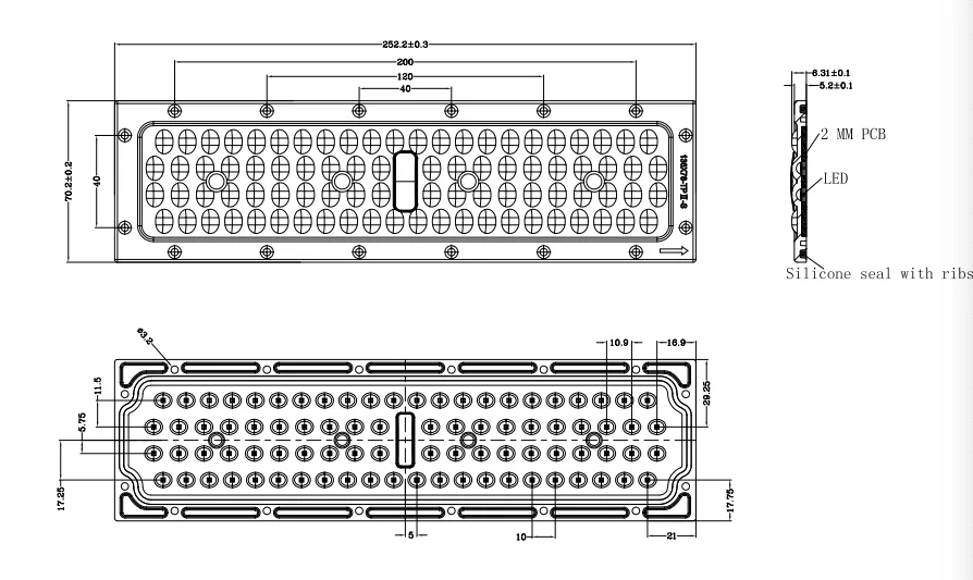 84 Points 160lm/w 25/60/90/120/136*78 Degree 60W SMD Led Module For Street Light/Flood light