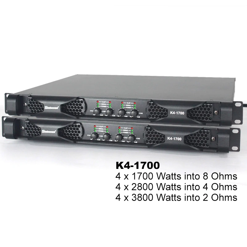  Sinbosen K4-1700 4 канала 3800 Вт в 2 Ом Профессиональный 1u цифровой усилитель модуля класса