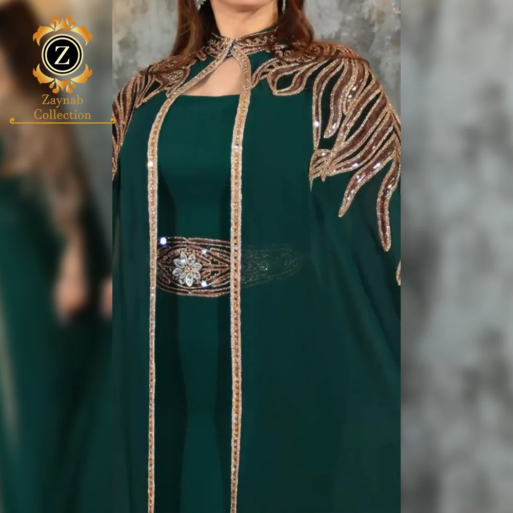 Zaynab Turkey Fashion Abaya Black Fabric Abaya Dubai Burqa  Women Chiffon Embroidery Turkey Fashion Abaya