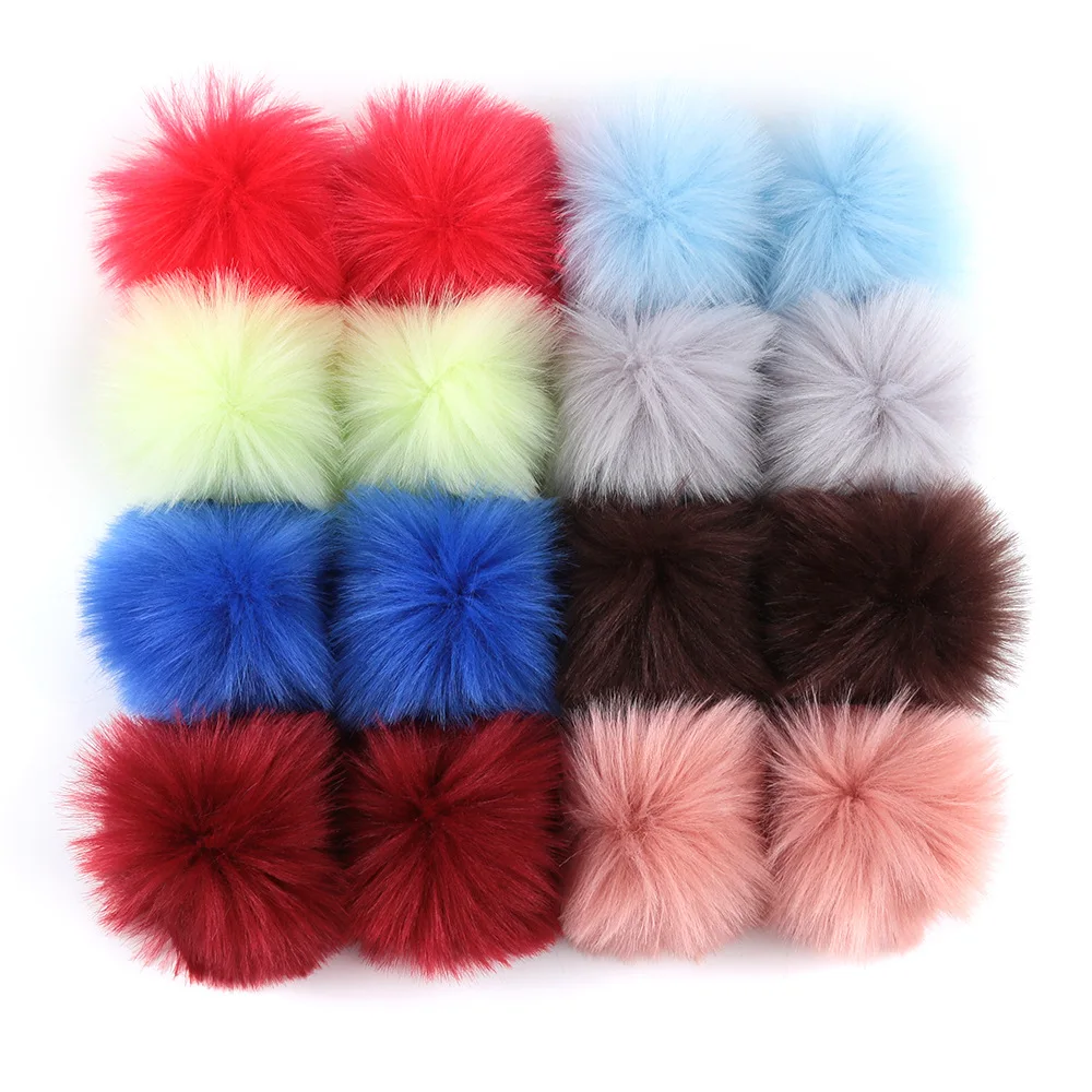12pcs/set 10cm Multicolor Hat Ball Pom Pom Handmade DIY Artificial Raccoon Ball Wholesale Cap Faux Fox Fur PomPom