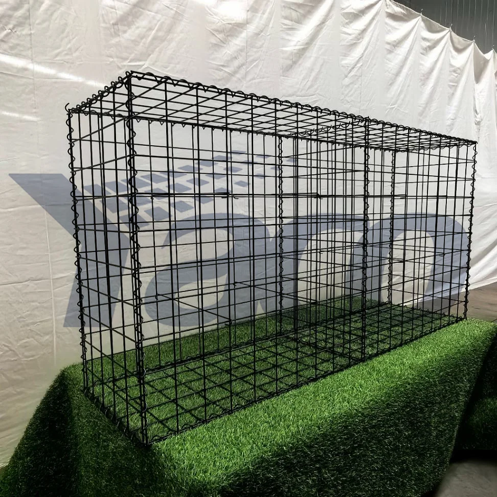 mini black pvc coated gabions steel cages filled with stones