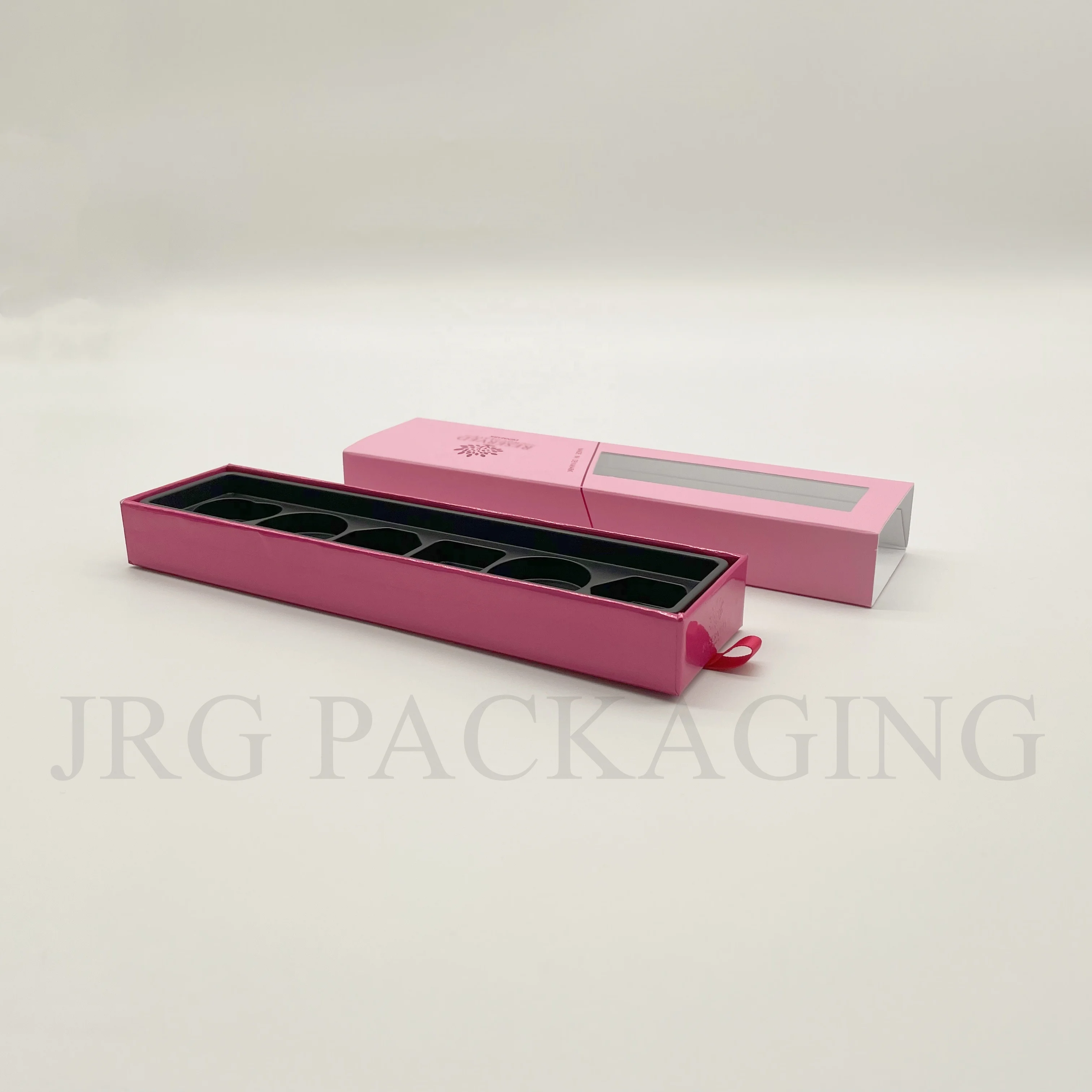 High-quality Rectangle Handmade Chocolate Box Custom Luxury Pink Bonbon Packaging Chocolate Gift Box with PET Tray
