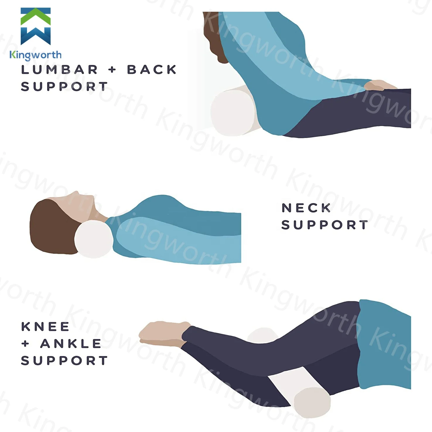 Kingworth U Shape Soft Sleeping Travel Conform Body Support Memory Foam Bamboo Pillow Set